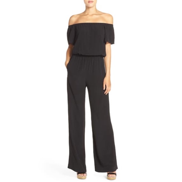 charles henry off the shoulder jumpsuit